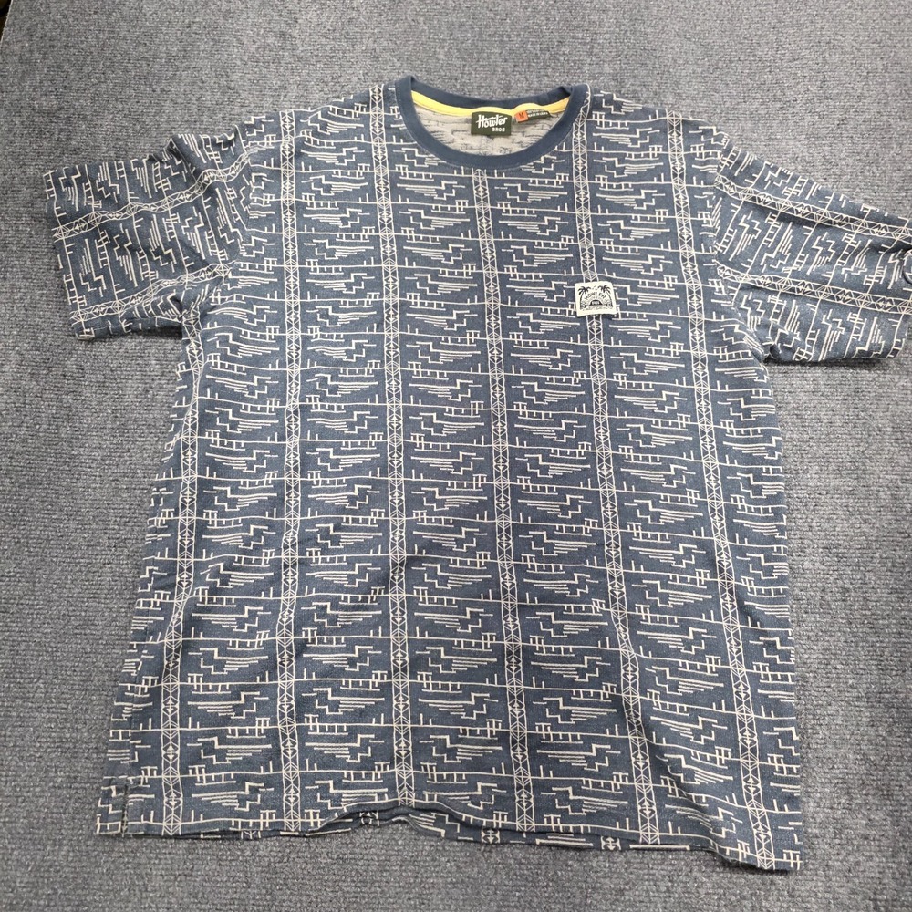 Howler Brothers French Terry Shirt Medium Blue Aztec Short Sleeve Beach